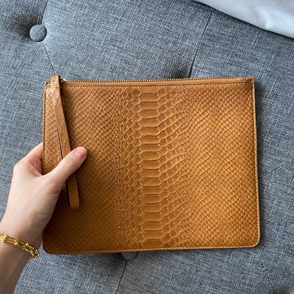 & Other Stories Handbags - & Other Stories Croc Embossed Leather Clutch